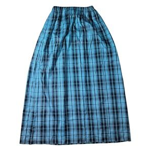 Vintage handmade Plaid Maxi Skirt Mall Goth Teal Black 1980s Medium Large